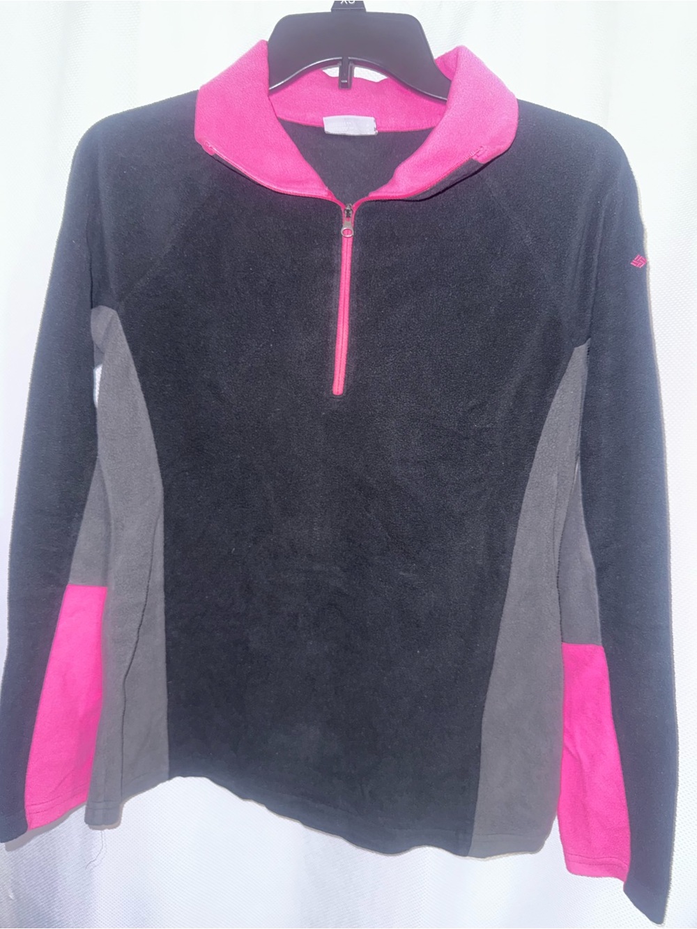 Columbia Black, Gray & Pink Half-Zip Fleece Pullover